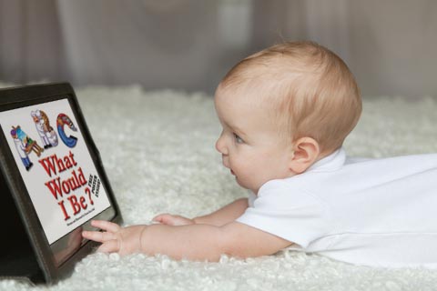 baby with ipad